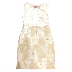 Lela Rose for LOFT Cream Dress w/ Metallic Accents, Size 2